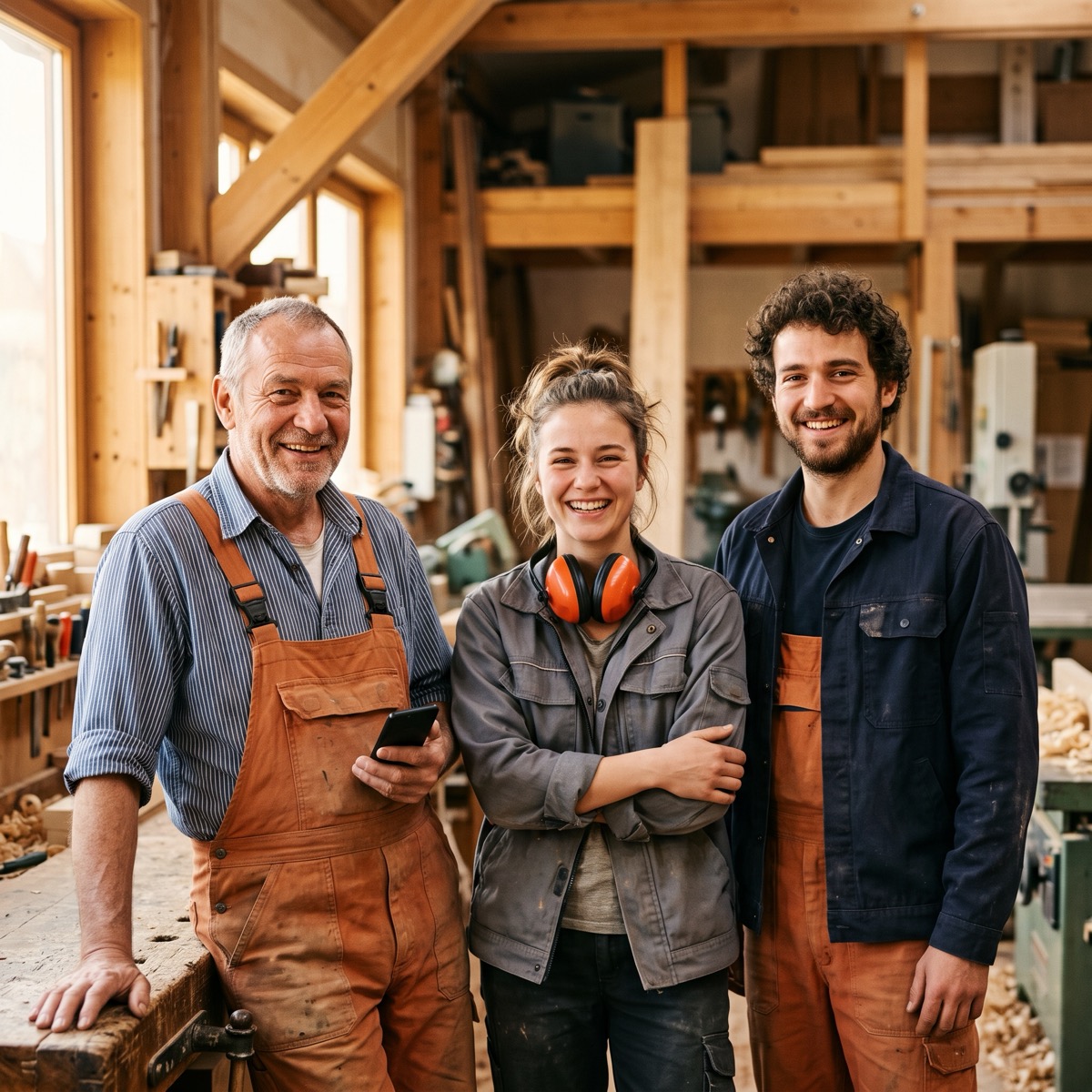 Das Team eines Handwerksbetriebs in der Werkstatt